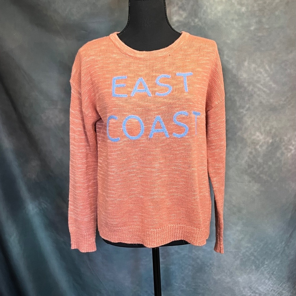 Mia & Tess‎ Coral Orange East Coast Knit Sweater Women's Med Lightweight Casual